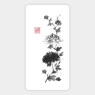 Flower scroll of light and shadow sumi-e painting Sticker